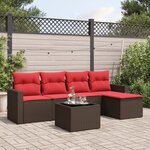 vidaXL Salon de jardin 6 Pièces avec coussins marron résine tressée