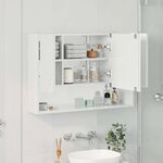 vidaXL Armoire Miroir de Salle de Bain Blanc brillant 80 x 17 x 55 cm
