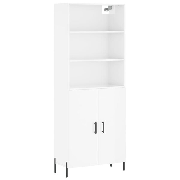 vidaXL Buffet haut Blanc brillant 69 5x34x180 cm Bois d'ingénierie