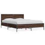 vidaXL Cadre de lit chêne marron 135x190 cm bois d'ingénierie et métal