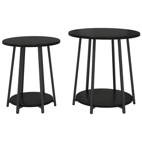 Table d'appoint vidaXL 2 pièces Bois Noir et Métal