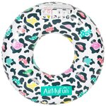 Bouée gonflable ronde xxl pour piscine & plage ultra confort  flotteur deluxe - léopard ø120cm