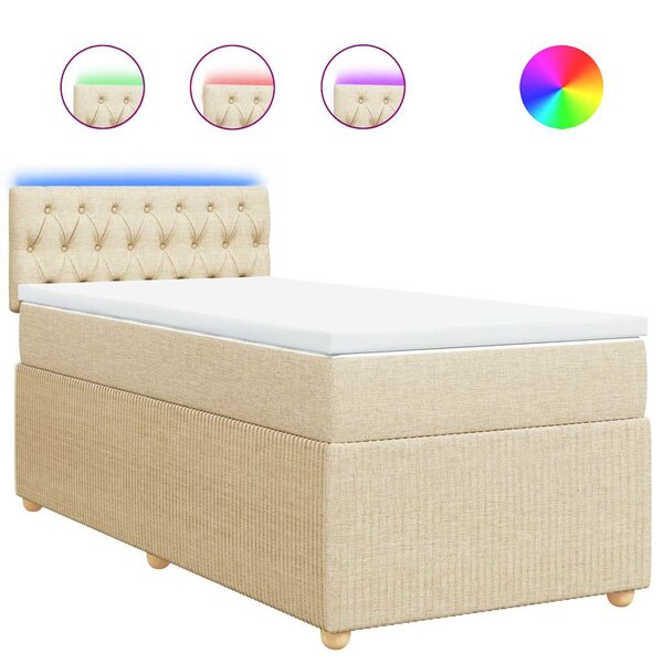 vidaXL Sommier à lattes de lit avec matelas Crème 90x200 cm Tissu