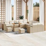 vidaXL Ensemble de canapé de jardin avec coussin 13 Pièces Beige  Crème