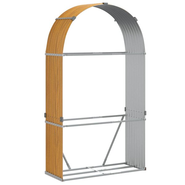 vidaXL Porte-bûches aspect bois 120x45x210 cm acier galvanisé