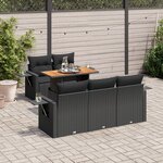 vidaXL Salon de jardin 6 Pièces avec coussins noir résine tressée