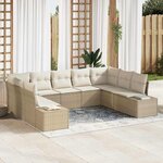 vidaXL Ensemble de canapé de jardin 9 Pièces Beige Poly rotin