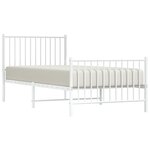 vidaXL Cadre de lit métal sans matelas avec pied de lit blanc 90x200cm