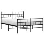vidaXL Cadre de lit métal sans matelas avec pied de lit noir 140x190cm