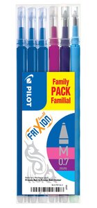 Set de 6 recharges frixion ball bls-fr7 (3 bleu + 1 rose + 1 violet + 1 turquoise) pilot