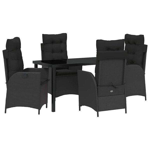 vidaXL Ensemble de salle à manger pour jardin 5 Pièces Noir polyrotin