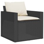 vidaXL Salon de jardin 6 Pièces avec coussins noir résine tressée