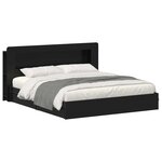 vidaXL Cadre de lit avec rangement Noir 200 x 200 cm Bois d'ingénierie