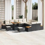 vidaXL Ensemble de canapé de jardin avec coussin 13 Pièces Noir et Crème