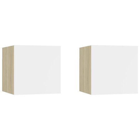 vidaXL Tables de chevet 2Pièces Blanc chêne sonoma 30 5x30x30cm Aggloméré