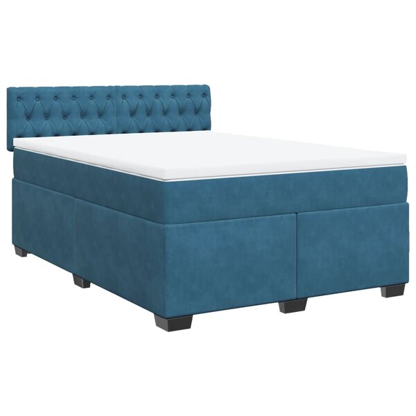 vidaXL Sommier à lattes de lit et matelas bleu 160x200 cm velours