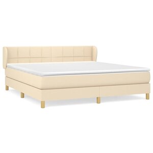 vidaXL Sommier à lattes de lit avec matelas Crème 180x200 cm Tissu