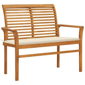vidaXL Banc de jardin avec coussin crème 112 cm Bois de teck massif