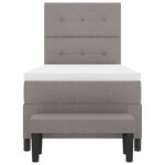 vidaXL Lit box spring avec matelas & banc taupe 90x190 cm tissu