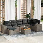 vidaXL Salon de jardin 8 Pièces avec coussins gris résine tressée