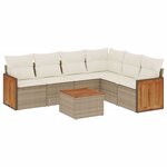 vidaXL Salon de jardin avec coussins 7 Pièces beige résine tressée