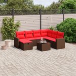 vidaXL Salon de jardin 8 Pièces avec coussins marron résine tressée