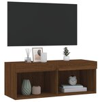 vidaXL Meuble TV avec lumières LED chêne marron 80x30x30 cm