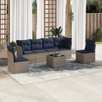 vidaXL Salon de jardin 7 Pièces avec coussins gris résine tressée