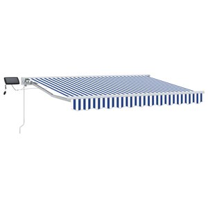 vidaXL Cadre de store manuel avec LEDs Bleu et Blanc 3 5 x 2 5 m