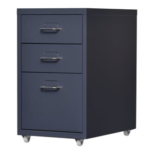 Caisson de bureau meuble de rangement pour documents dossiers fournitures de bureau à roulettes acier 48 x 28 x 41 cm gris 03_0006332