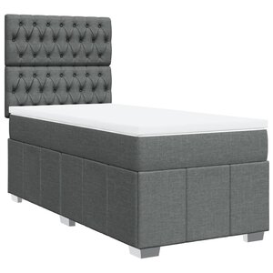 vidaXL Sommier à lattes de lit et matelas Gris foncé 90x190 cm Tissu