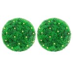 vidaXL Boules de buis artificielles avec lumières LED 2 Pièces vert 22 cm