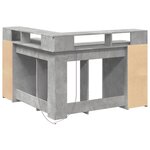 Bureau table poste de travail meuble d'ordinateur informatique étude et lumières LED 130 x 130 x 91cm bois ingénierie gris 02_0023798