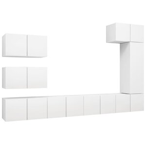 vidaXL Ensemble de meubles TV 8 Pièces Blanc Bois d'ingénierie