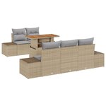 vidaXL Ensemble de Salle à Manger de Jardin 6 Pièces avec Coussins Beige Poly Rattan Acacia