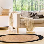 Tapis rond en jute bord coloré 120 cm