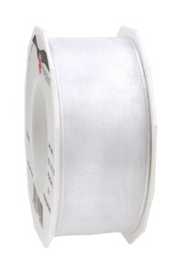 Organza four seasons 25-m-rouleau 40 mm  blanc laitonné
