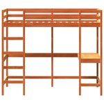 vidaXL Lit superposé avec bureau cire marron 90x200 cm bois pin massif