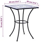 vidaXL Table de bistro mosaïque Bleu et blanc 60 cm Céramique