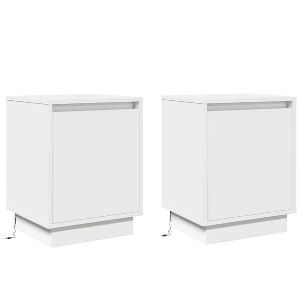 vidaXL Cabinet de chevet 2 Pièces Blanc 39 x 34 5 x 50 cm