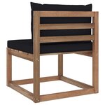 vidaXL Canapé de milieu palette de jardin avec coussins noir