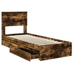 vidaXL Lit de Rangement Chêne fumé 75 x 190 cm Bois d'ingénierie