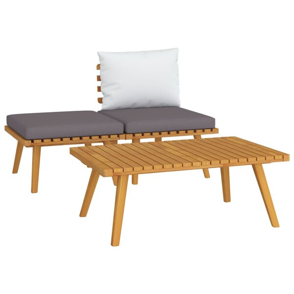 vidaXL Salon de jardin 3 Pièces avec coussins Bois d'acacia massif