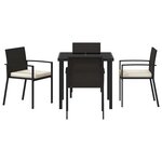 vidaXL Ensemble de salle à manger pour jardin 5 Pièces Noir Poly rotin