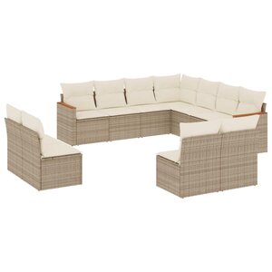 vidaXL Salon de jardin 11 Pièces avec coussins beige résine tressée