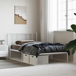 vidaXL Cadre de lit métal sans matelas avec tête de lit blanc 75x190cm