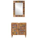 vidaXL Ensemble de mobilier de salle de bain avec porte 2 Pièces Naturel