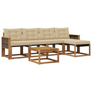 vidaXL Ensemble de canapés d'extérieur 6 Pièces Naturel et Beige