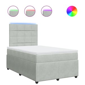 vidaXL Sommier à lattes de lit et matelas gris clair 120x190cm velours