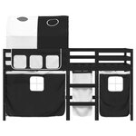 vidaXL Lit mezzanine enfants et tunnel blanc/noir 80x200cm pin massif